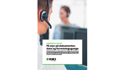 Miniature af forsiden på "Få styr på dokumenter, data og forretningsgange" brochuren fra KMD WorkZone